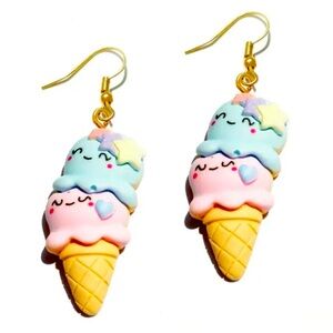 Kawaii adorable resin Ice cream drop earrings Perfect for summer! So cute!